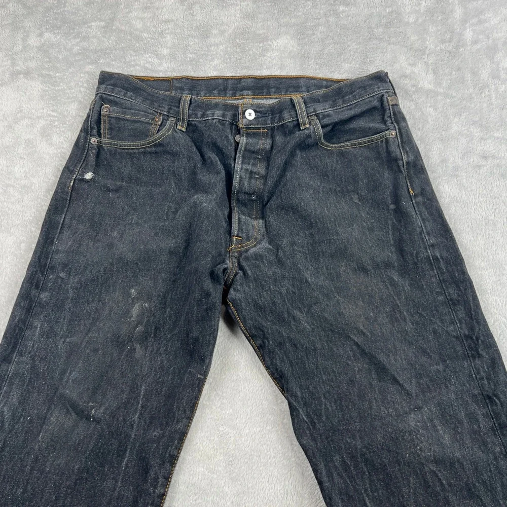 Levi's 501 Original Fit Straight Leg Jeans 38x30 Black Men Vintage Streetwear